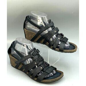 Teva Sandal Cabrillo Gladiator 1008268 Strappy Womens US 8 Black Leather Wedge